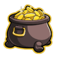 Goldkessel mit Münzen Symbole