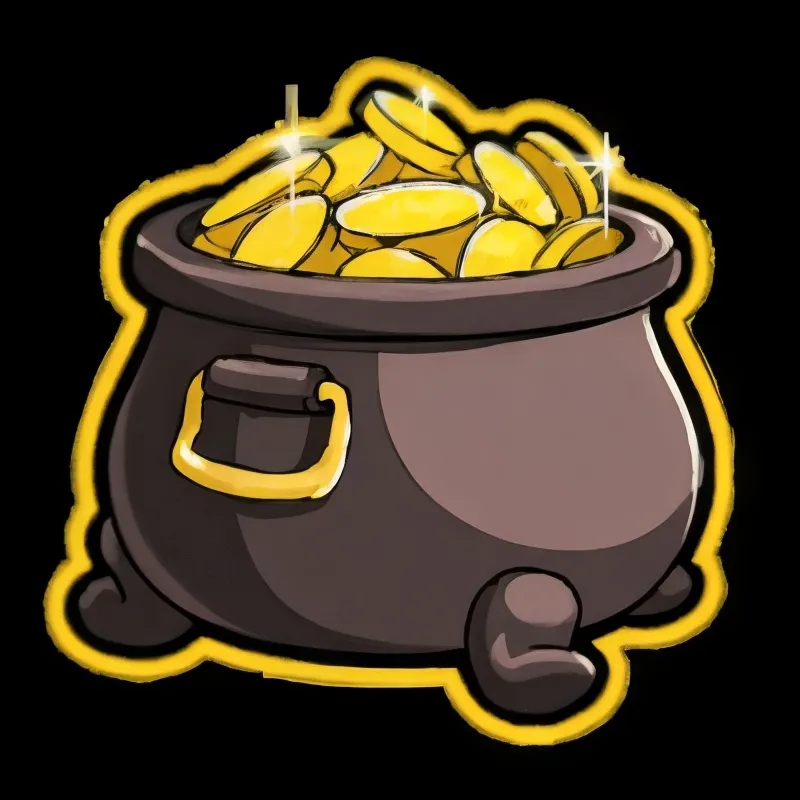 Goldkessel mit Münzen Symbol